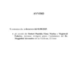 Avviso agli assistiti dei dr. Piantanida e Magistrali